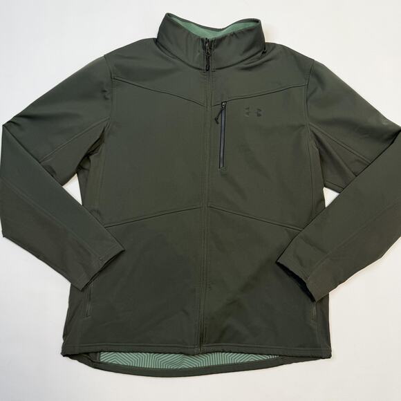 Under Armour Jacket Mens 2XL Green ColdGear Infrared Storm Softshell Zip - Picture 1 of 14
